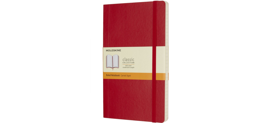 Notitieboek Moleskine large 130x210mm lijn soft cover scarlet red
