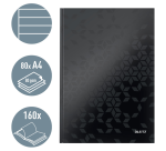 Notitieboek Leitz WOW A4 160blz 90gr lijn zwart