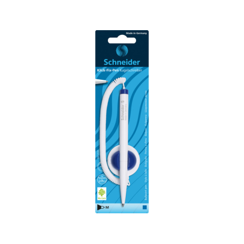 Stylo bille de comptoir Schneider Klick-Fix Medium bleu blister 1 pièce