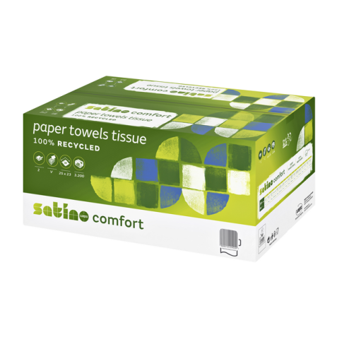 Essuie-main Satino Comfort PT3 277190 Pli-V 2 ép 25x23cm 20x 160 pièces