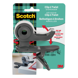 Plakbandhouder Scotch Clip C19 donkergrijs + 1 rol magic tape 19mmx8.89m