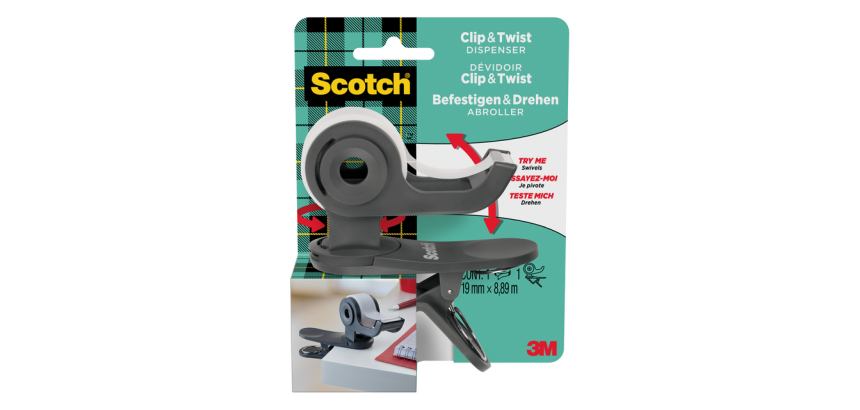 Scotch-Abroller Clip C19 dunkelgrau + 1 Rolle Magic 8,89 m x 19 mm
