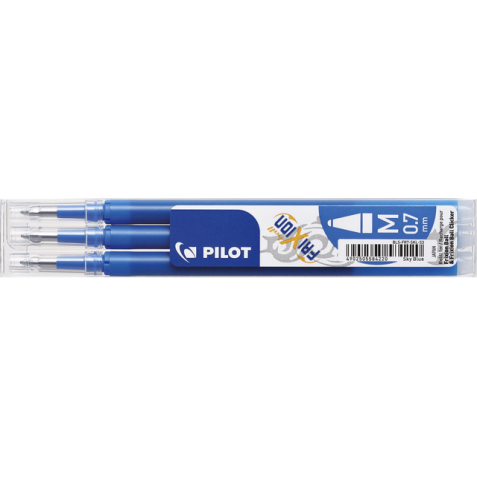 Rollerpenvulling Pilot friXion medium hemelsblauw set à 3 stuks