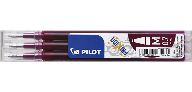 Rollerpenvulling Pilot friXion medium wijnrood set à 3 stuks