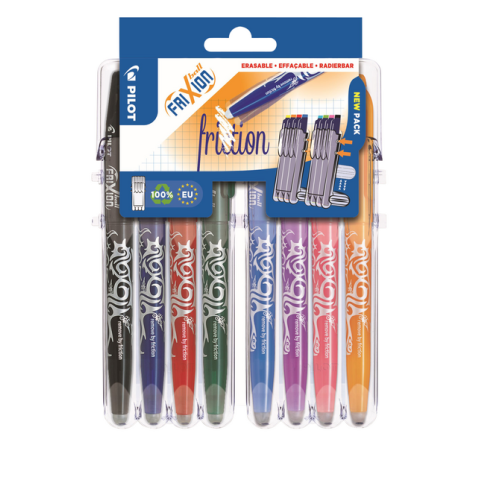 Rollerpen PILOT friXion medium assorti Set2Go à 8 stuks