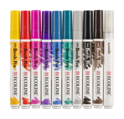 Brushpen Talens Ecoline set à 10 stuks handlettering