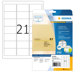 Etiquette HERMA 8670 A4 63,5x38,1mm 525 pièces film transparent mat