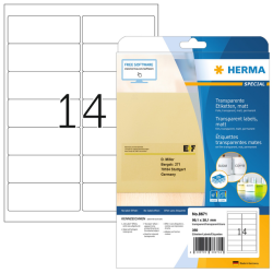 Etiquette HERMA 8671 A4 99,1x38,1mm 350 pièces fim transparent mat