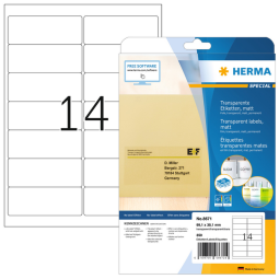 Etiket HERMA 8671 A4 99.1x38.1mm folie transparant mat 350st