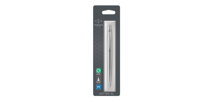 Stylo bille Parker Jotter XL Monochrome Stainless Steel Medium blister