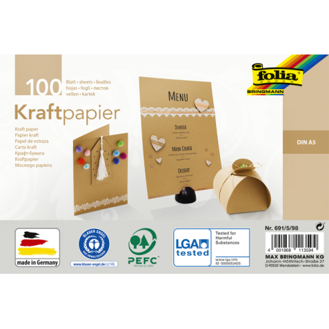 Papier kraft Folia A5 120g 100 feuilles