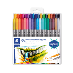 Feutre Staedtler 3200 double pointe Fin et Ultra Fin étui 36 couleurs