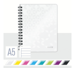 Cahier de notes Leitz WOW A5 ligné spirale PP blanc