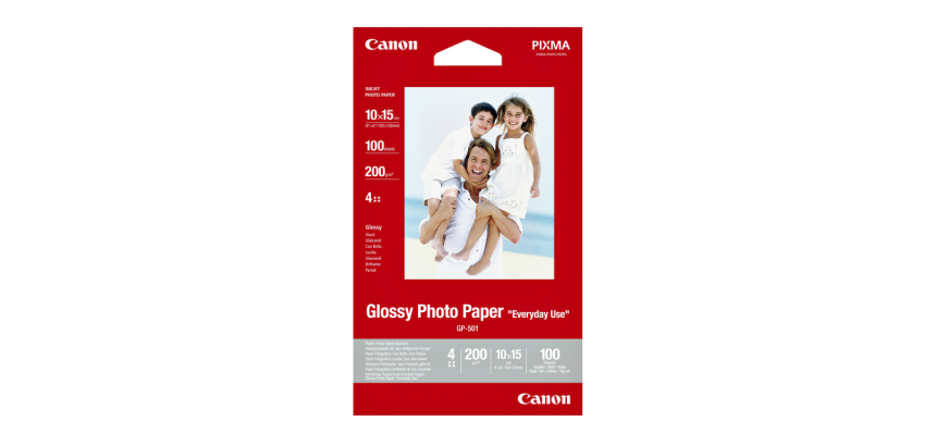 Papier jet d’encre Canon GP-501 10x15cm 210g brillant 100 feuilles
