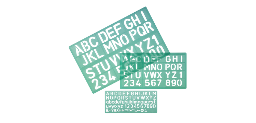 Linex Buchstabenschablonen Großbuchstaben/Kleinbuchstaben/Zahlen Set 3-teilig