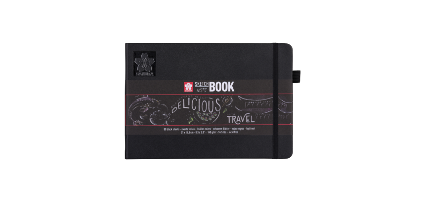 Schetsboek Sakura 80 zwarte vellen 140gr 210x148mm zwart