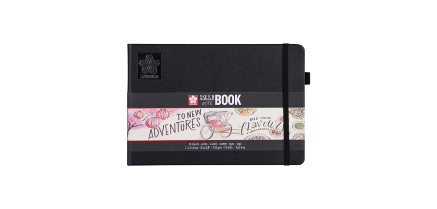 Schetsboek Sakura 80 witte vellen 140gr 210x148mm zwart