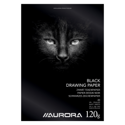 Tekenblok Aurora A4 20 vel 120 gram zwart tekenpapier