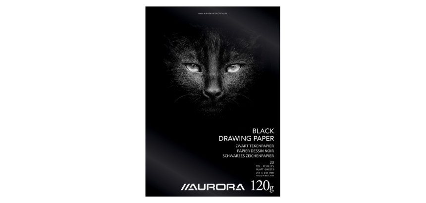Bloc à dessin Aurora A4 20 feuilles 120g papier dessin noir
