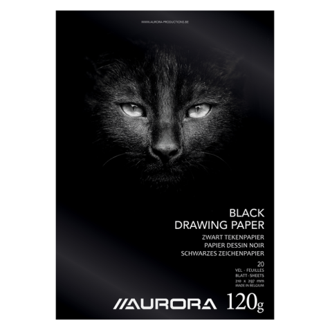 Bloc à dessin Aurora A4 20 feuilles 120g papier dessin noir