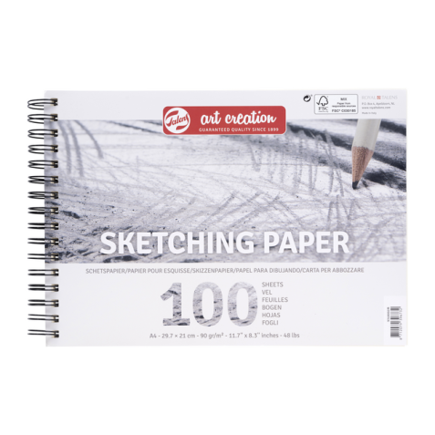 Schetspapier Talens Art Creation 100 witte vellen 90gr 297x210mm grijs