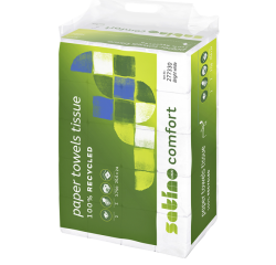 Essuie-mains Satino PT2 Confort 277330 2 épaisseurs Pli-Z 206x240mm blanc 25x 150 feuilles