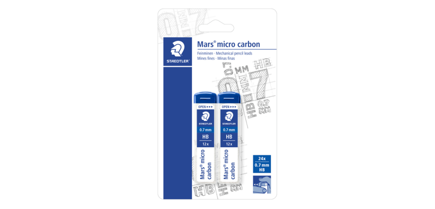 Potloodstift Staedtler Mars Carbon Micro 0.7mm HB blister 2 stuks