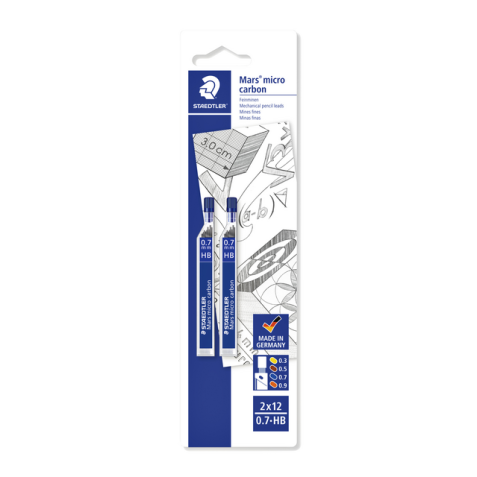 Mine portemine Staedtler Mars Carbon Micro 0,7mm HB blister 2 pièces