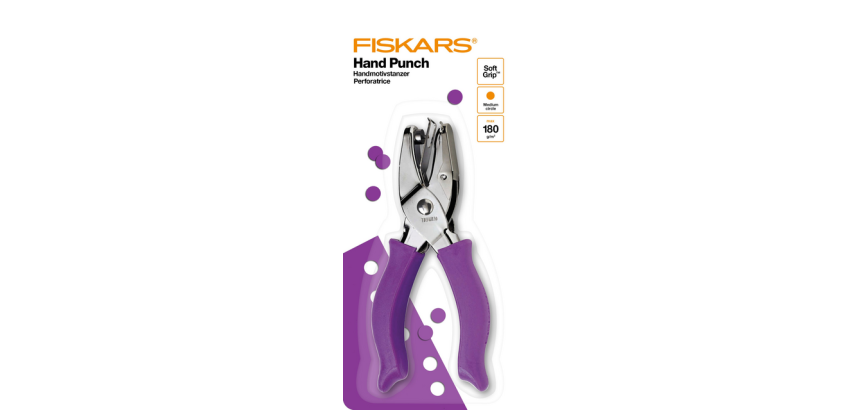 Handpuncher Fiskars M circle 1/8" met SoftGrip paars