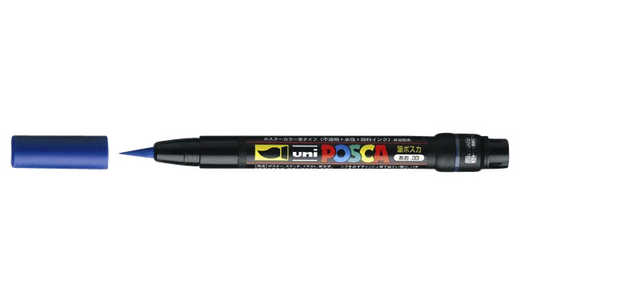 Paintmarker Uni POSCA PCF350 Brush 1-10mm donkerblauw