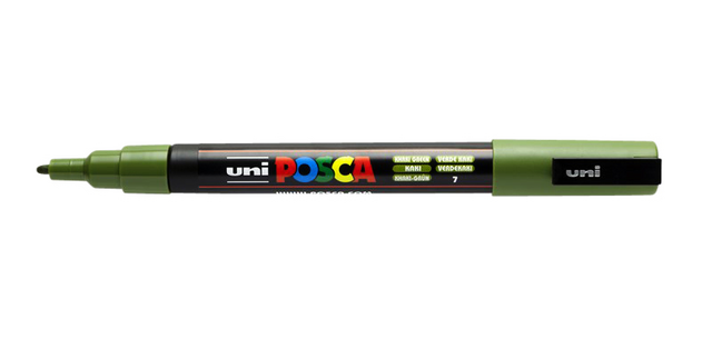 Marqueur peinture Posca PC3M Fin vert kaki
