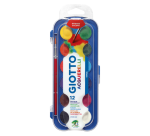 Gouache Giotto Acquerelli 30mm boîte 12 couleurs avec pinceau