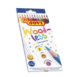 Crayons de couleur Jovi sans bois assorti étui 12 pièces