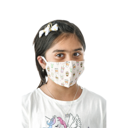 Wasbaar mondmasker, party time motief, maat: kinderen, pak van 5 stuks