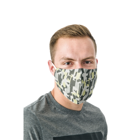 Wasbaar mondmasker, army green motief, maat: heren, pak van 5 stuks