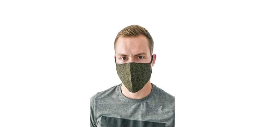 Waschbare Maske, Muster grüne Drachen, Größe: Herren, Packung mit 5 Stück