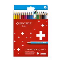 Crayons de couleur Caran d'Ache Swisscolor Aquarelle boîte carton 18 pièces