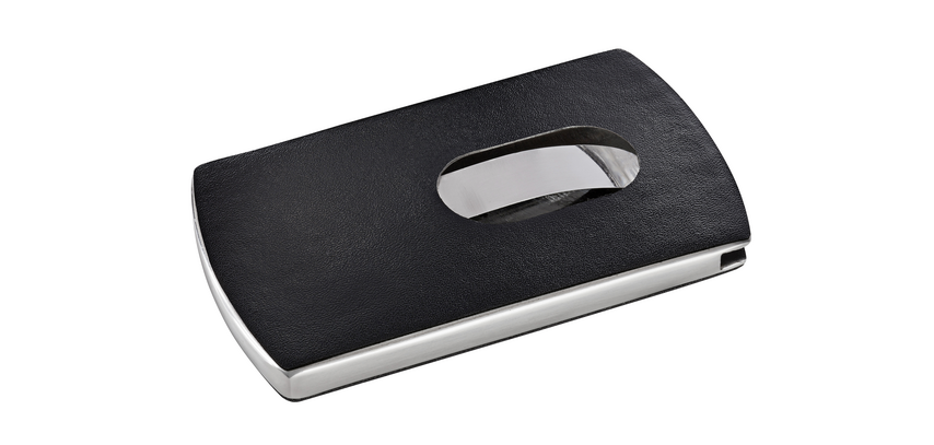 Sigel VZ121 Snap Business Card Case 12 Cards Faux Black Leather