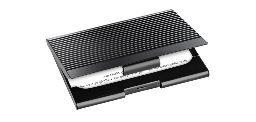 Sigel VZ134 Business Card Holder, 20 cards, matte black aluminum