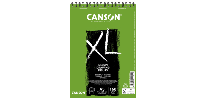Bloc à dessin Canson XL Dessin A5 30 feuilles 160g blanc