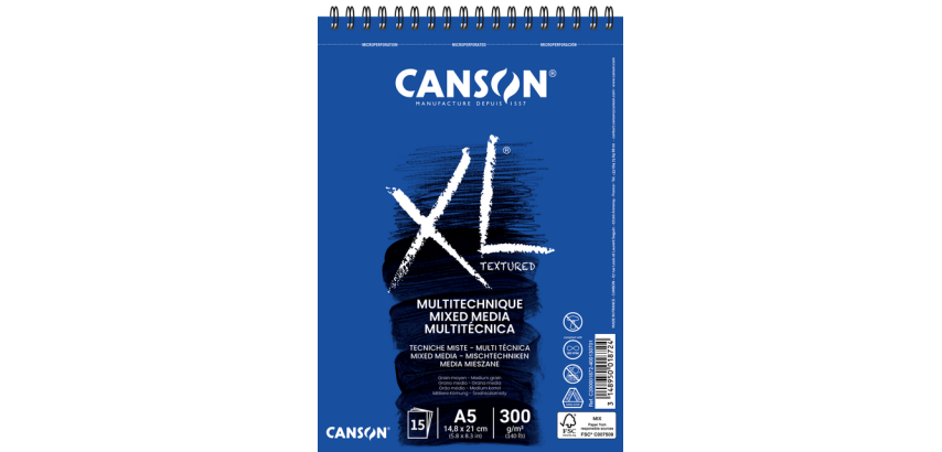 Canson XL Multitechnique Zeichenblock A5 15 Blatt 300g weiß