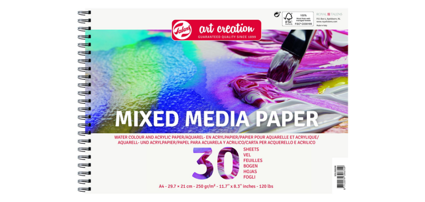 Acryl-aquarelverfpapier Talens Art Creation mixed media A4 wit
