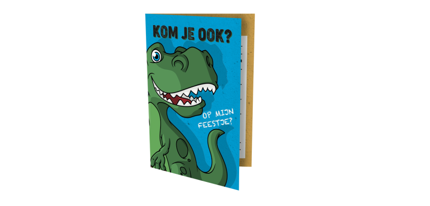 Uitnodiging Dinosaurus 13.5x9cm
