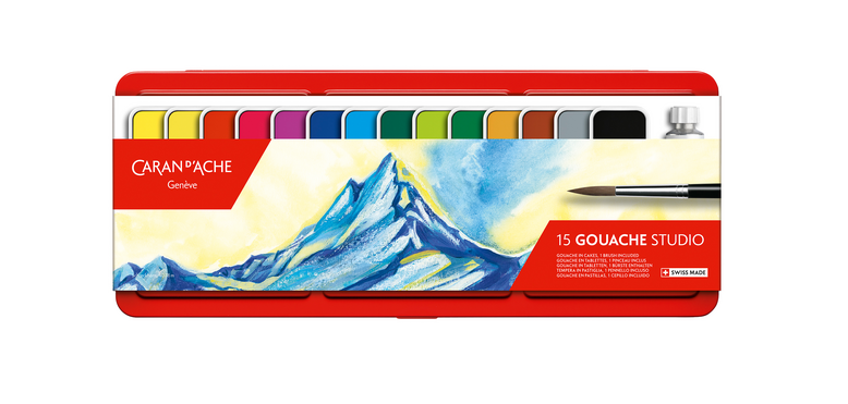 Gouache Caran d'Ache boîte de 15 couleurs