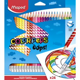 Crayons de couleur Maped Color'Peps Oops avec gomme set 24 couleurs