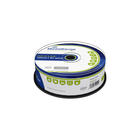 DVD-R MediaRange 4.7GB|120min 16x speed, 25 stuks
