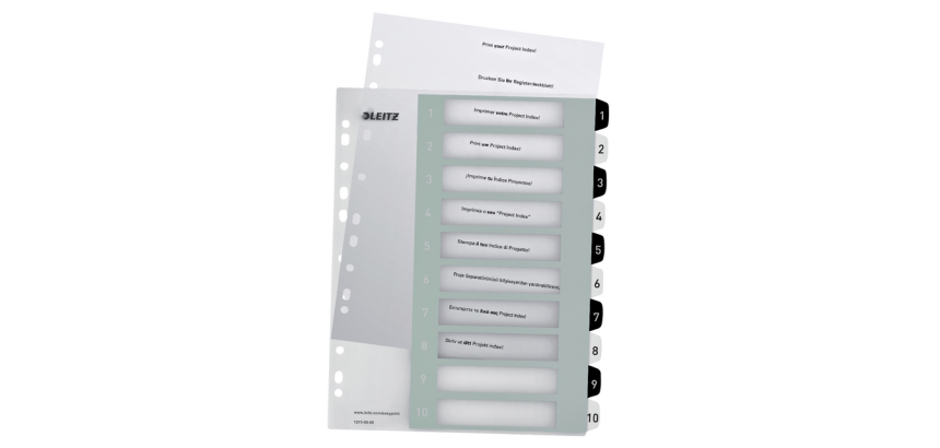 Leitz WOW printbare index, 10 tabs, zwart-wit