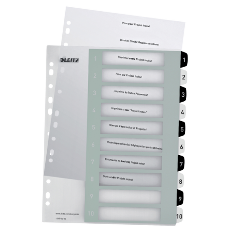 Leitz WOW intercalaires imprimables, 10 onglets, en noir et blanc