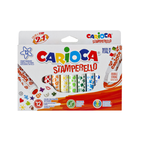 Viltstift Carioca stempelstift 2 in 1 assorti set à 12 stuks