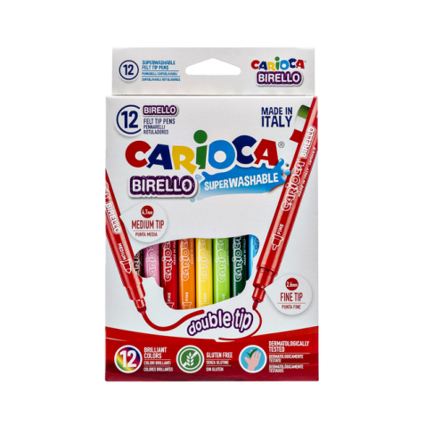 Viltstift Carioca Birello dubbelpunters assorti set à 12 stuks